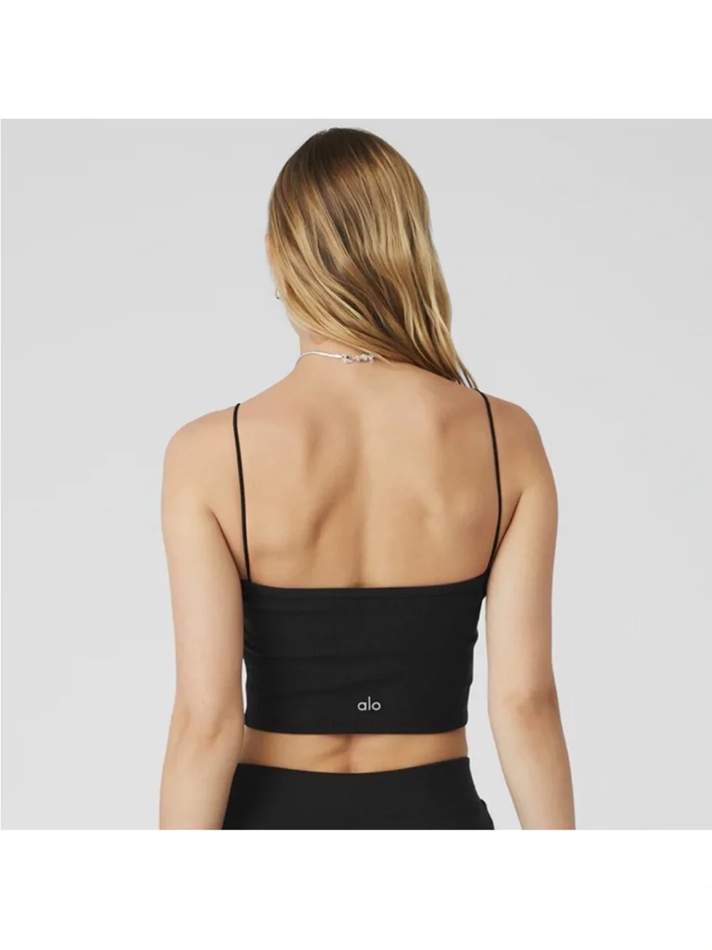 Alo Yoga Goddess Ribbed Bandeau Top (Black)